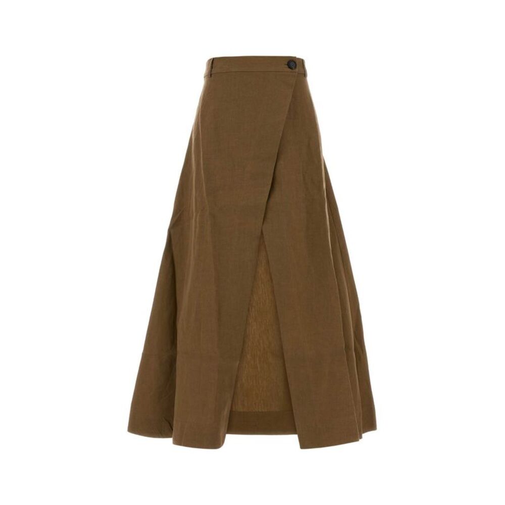 Le Kasha Women Brown Linen Skirt